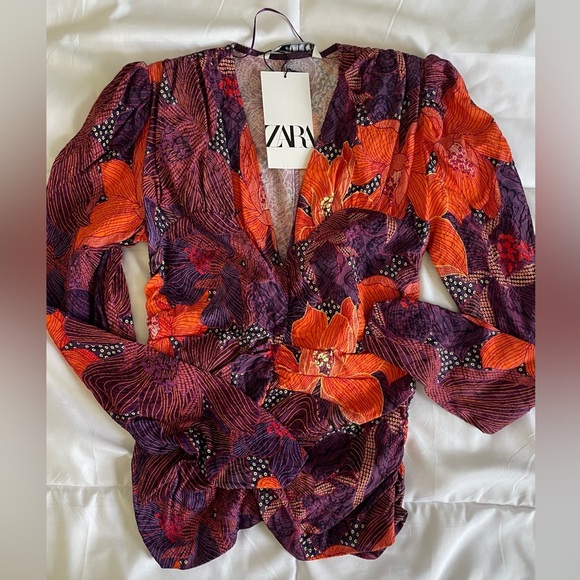NWT Zara draped print top - Picture 5 of 9